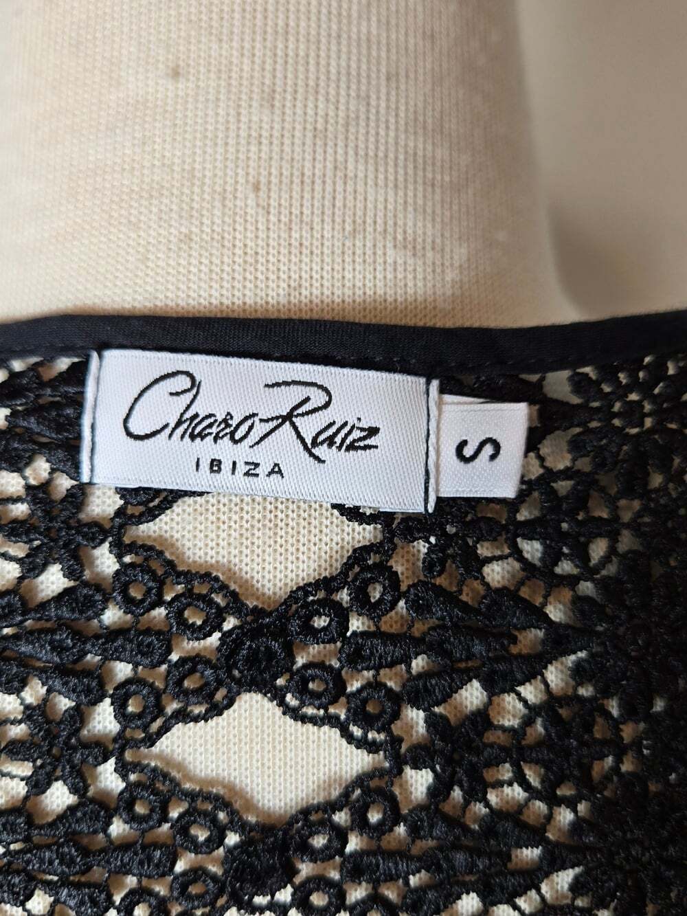 Charo Ruiz Ibiza Ali Lace Sheer Maxi Kimono Cover Up Black S Boho Luxury Resort - Picture 11 of 11